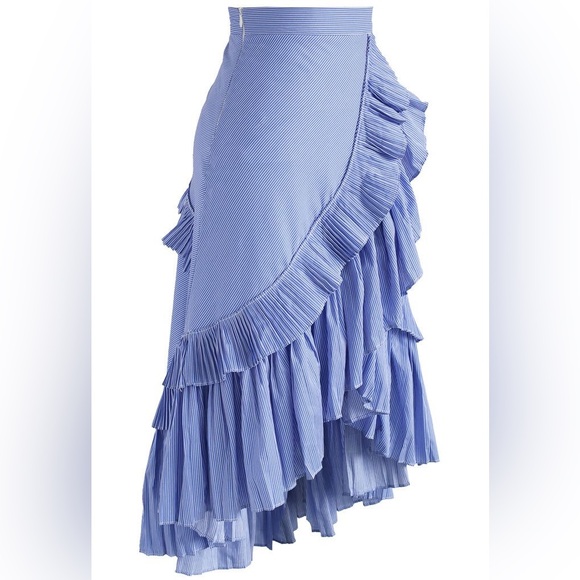 Chicwish Applause of Ruffle Tiered Frill Hem Skirt in Blue Stripes - Picture 4 of 7